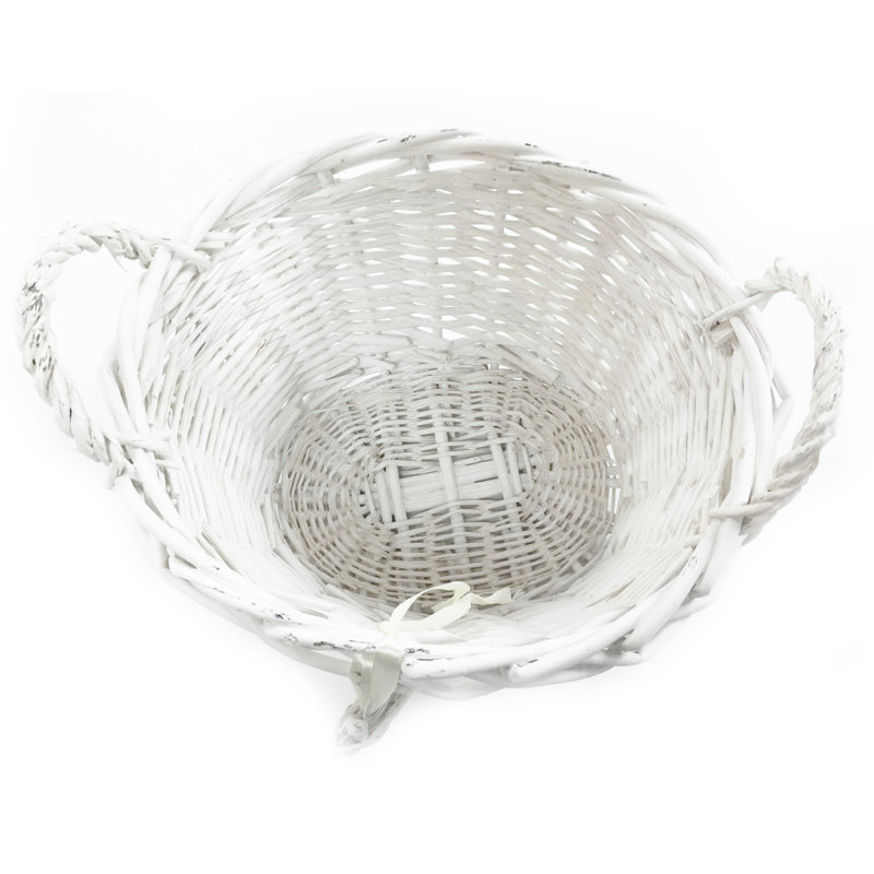 House of Hampton Wicker Decorative Basket, 15cm H x 21cm W x 16cm D, White
