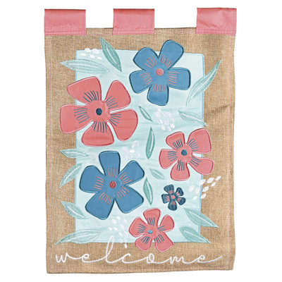 Flag Welcome Flowers 13x18