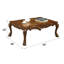 Table basse en chêne cerisier avec pieds à griffes sécurisés
