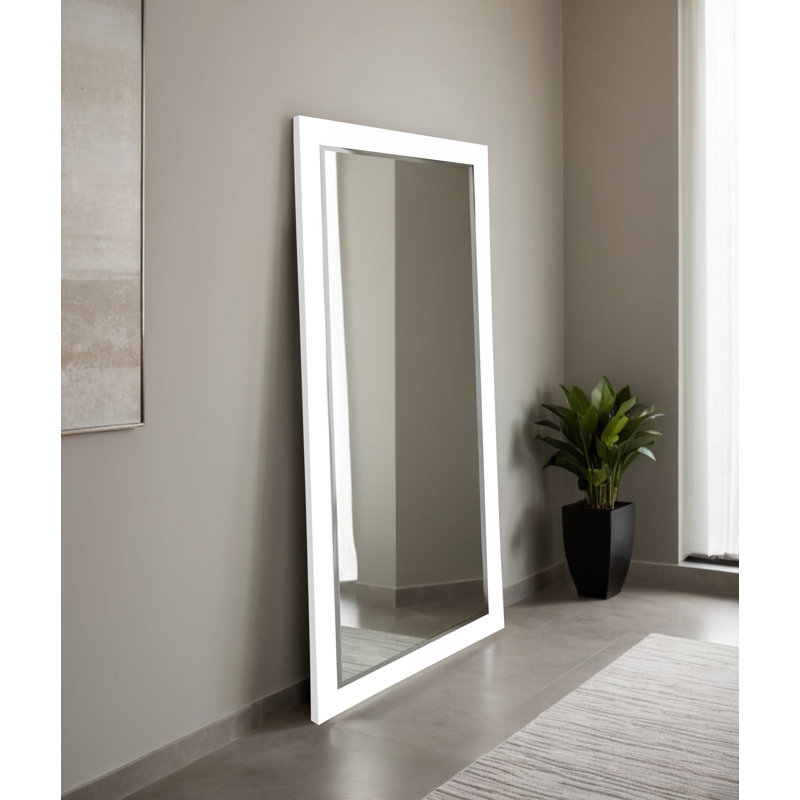Beveled Full Length Mirror, Matte White