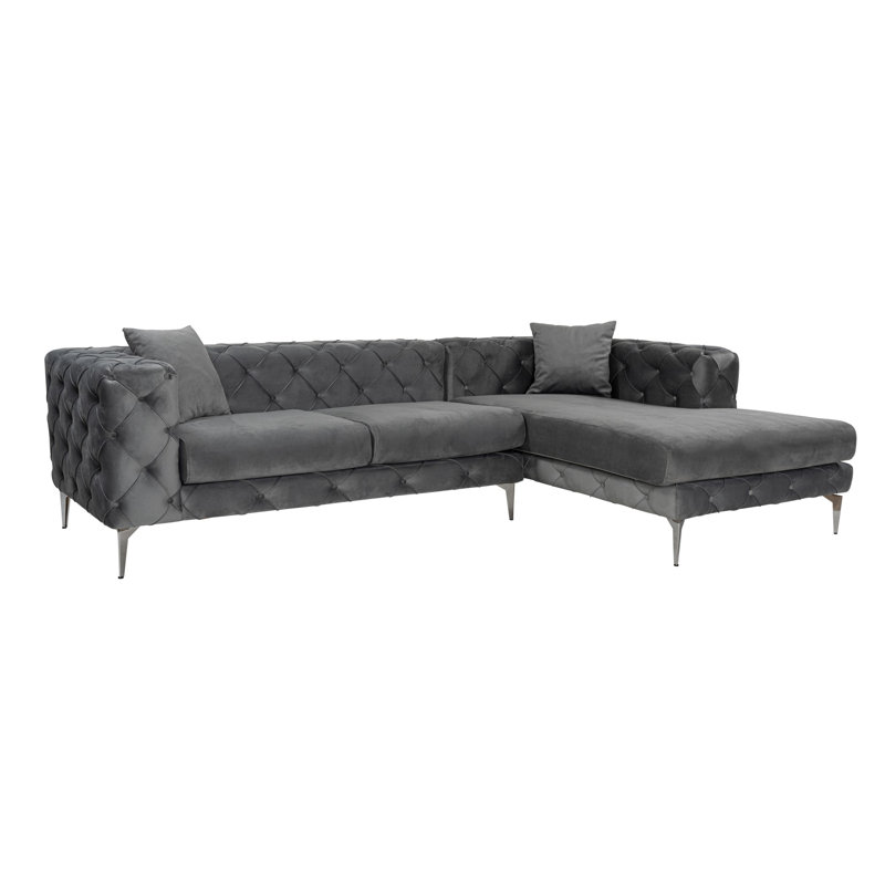 Canapé d'angle, Mélange de polyester gris, Argent, Orienté à droite