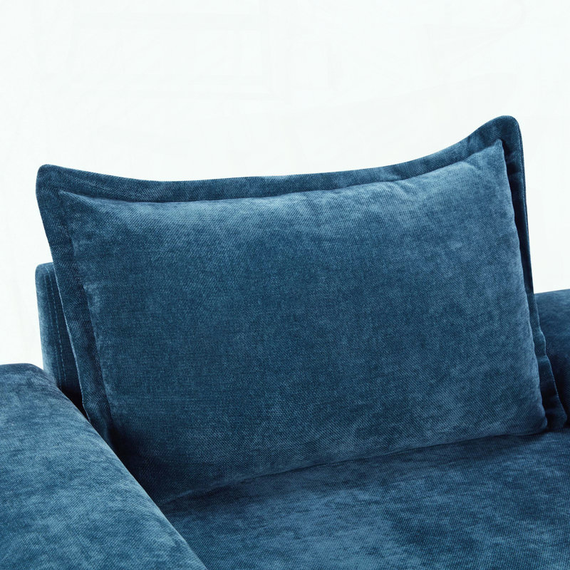 Fauteuil surdimensionné en chenille - Accoudoirs larges et support ergonomique - Bleu