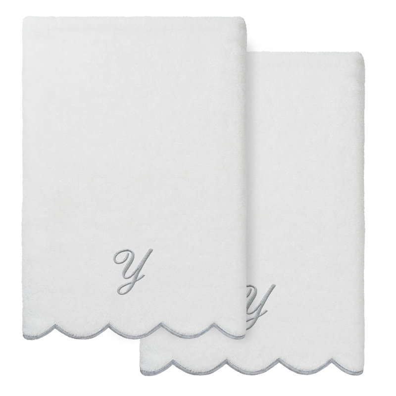  Ensemble de serviettes de bain personnalisables 100% coton turque ADORNIA 2PC, Y, Blanc / Gris