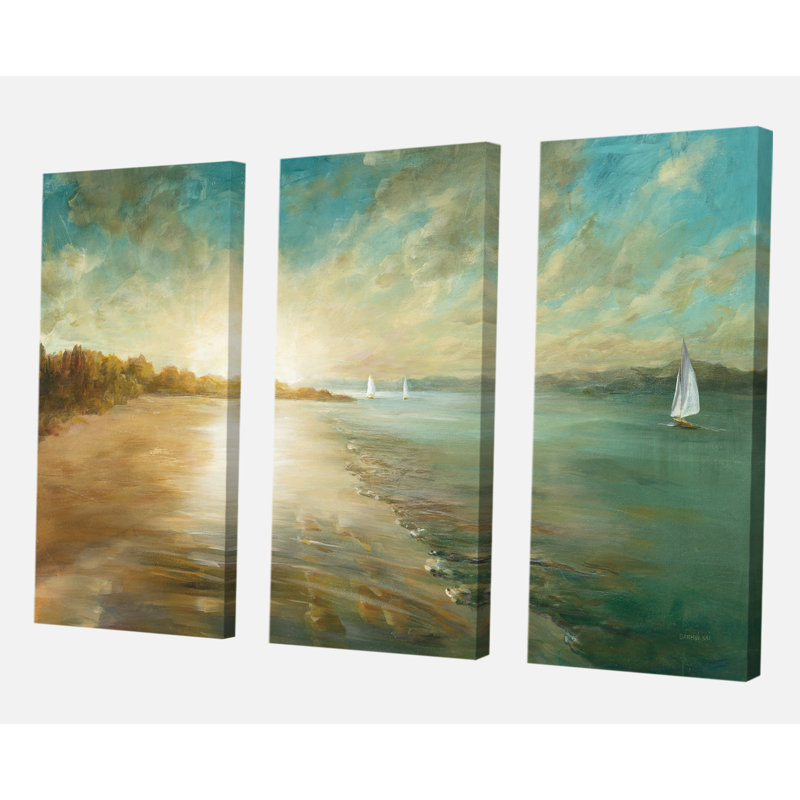 Coastal Pastel Horizon - Reproduction d'art sur toile tendue à pièces multiples, H 40 po x l 60 po x P 1 po