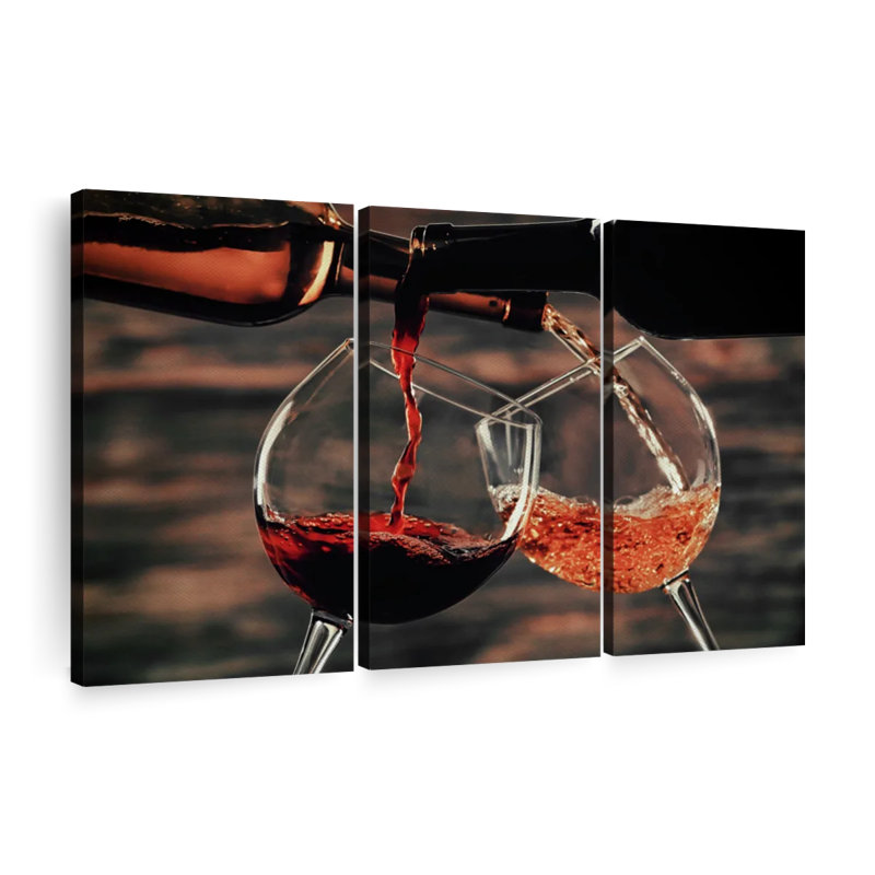 «Versing Wine From Bottles» sur toile, H 20 po x l 33 po