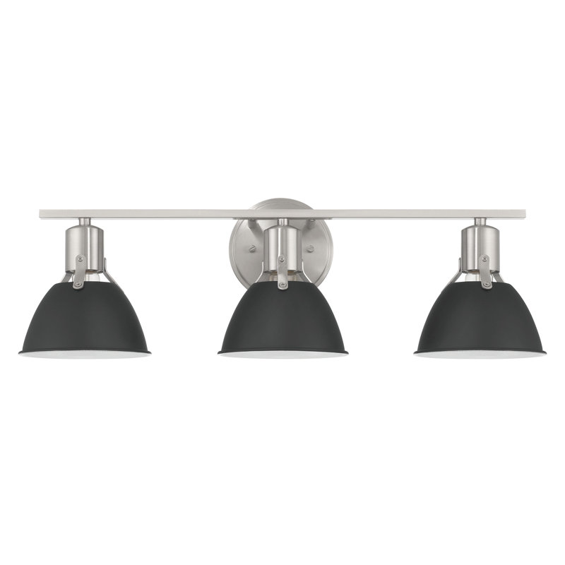 Éclairage pour meuble-lavabo 3 lumières Batista, Nickel brossé, Noir
