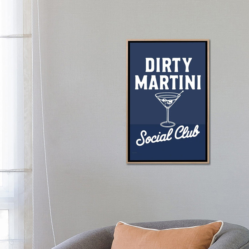 «Mod Dirty Martini Social Club», reproduction d'art sur toile encadrée, 26" x 18", Framed Canvas, Beige