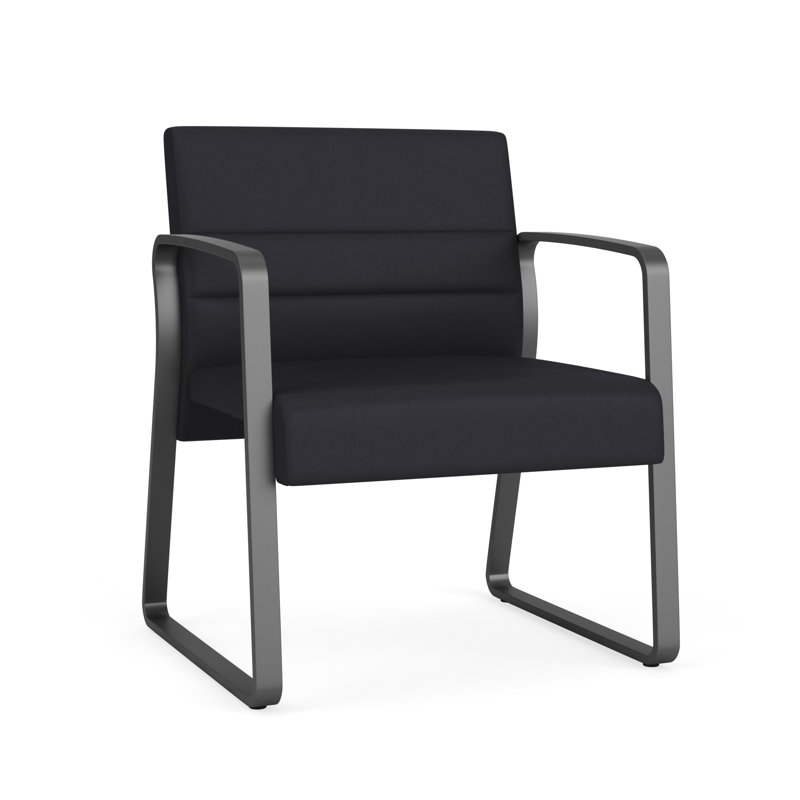 Structure en métal à base de chaise d'invité surdimensionnée Waterfall, Gris anthracite, Vinyle noir Patriot Plus