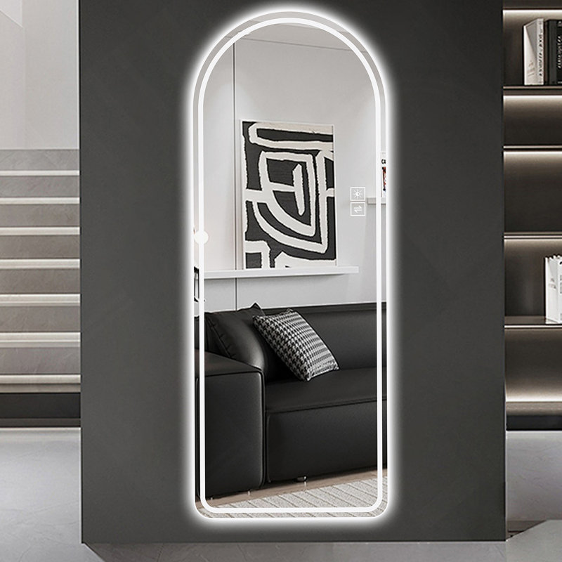 65" X 21" Arch Design LED Full Length Mirror ,Dimmable,  High Definition & Explosion-Proof, Full-Length Standing Or Wall-Mounted - Brightly Lit For Makeup, Studio, And More