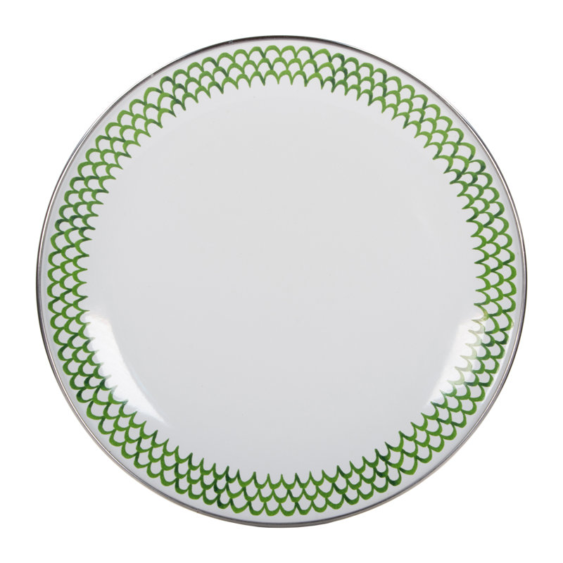 Set of 4 Green Scallop Sandwich Plates