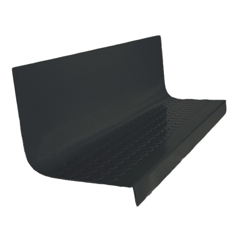 72" Black Rubber Square Nose Stair Tread with Raised Circular Pattern