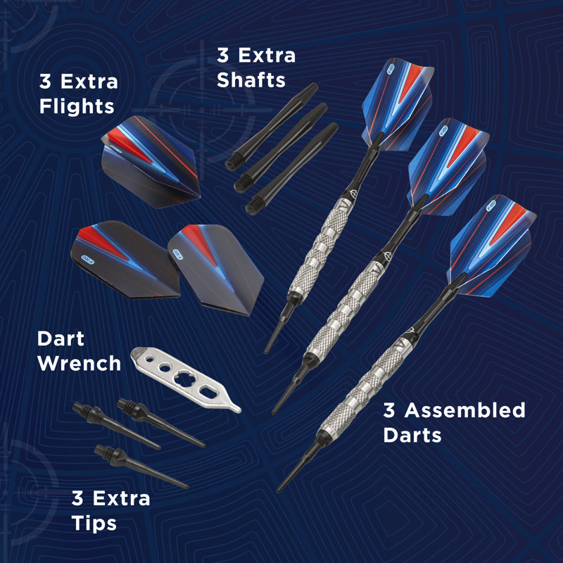 Ensemble 16 pièces de fléchettes circulaires en tonneau de tungstène sidewinder