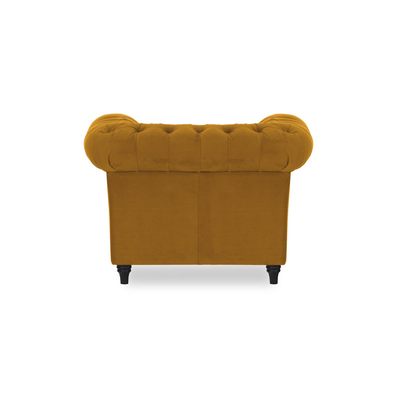 Upholstered Chesterfield Chair, Mustard
