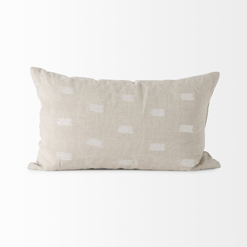 Sicily Embroidered Cotton Reversible Pillow Cover, Height(13") x Width(21")