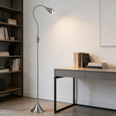 Lampe sur pied à DEL avec gradation tactile continue, lumière chaude pour la lecture dans le salon, la chambre à coucher ou le bureau, écoénergétique et réglable avec col de cygne