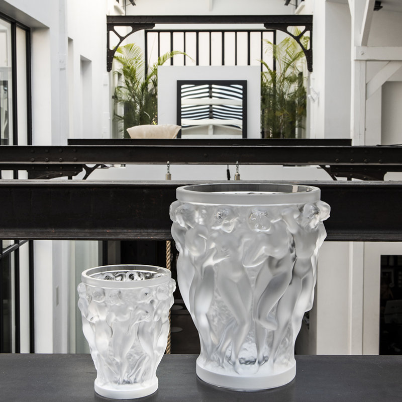 Bacchantes Handmade Crystal Table Vase, 5.75" H x 4.84" W x 4.84" D, Clear