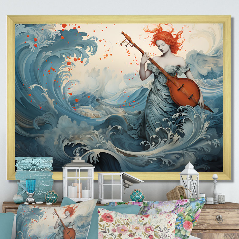 Aquarelle Venus Mythology - Classics, art mural, Cadre doré à coins fermés, H 32 po x l 24 po x P 1 po
