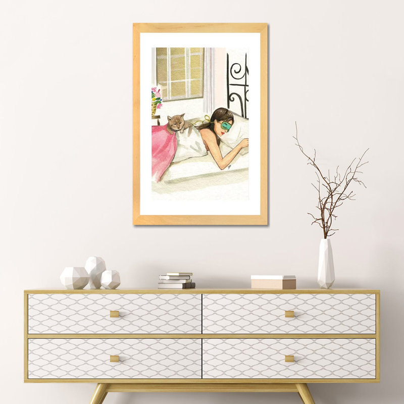 «Sunday Morning Audrey Hepburn» par Rongrong DeVoe - reproduction d'art, H 24 po x l 16 po x P 1 po, Blanc