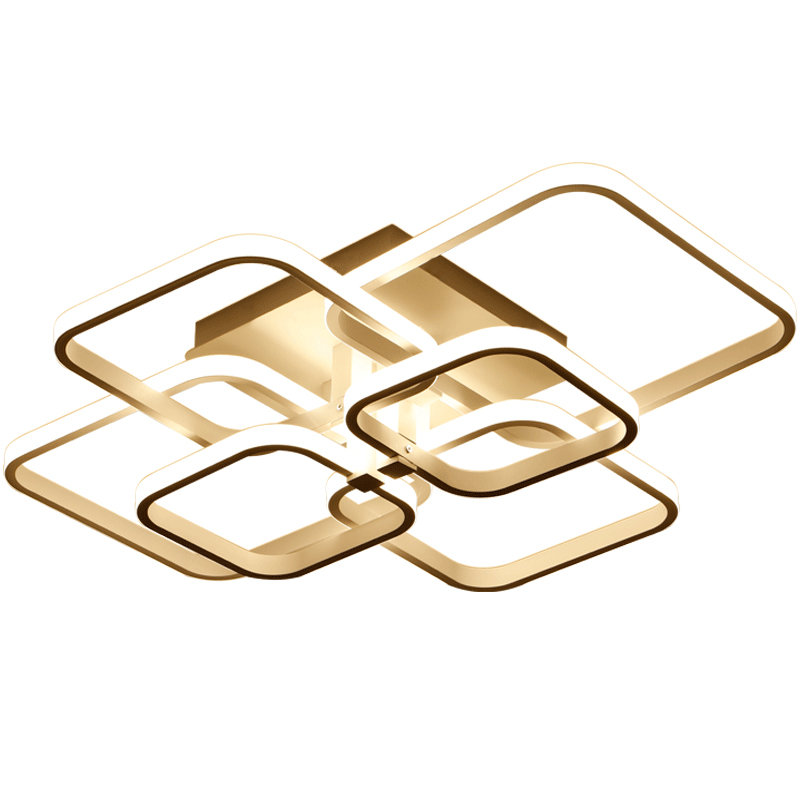 framed square 6-head modern ceiling light, Gold