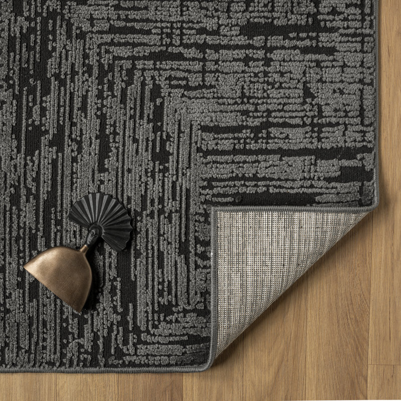 Modern Solid Textured Area Rug, Rectangle 5' x 7'