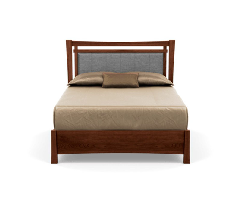 Monterey Upholstered Bed, California King, Ebony Leather, Cognac Cherry