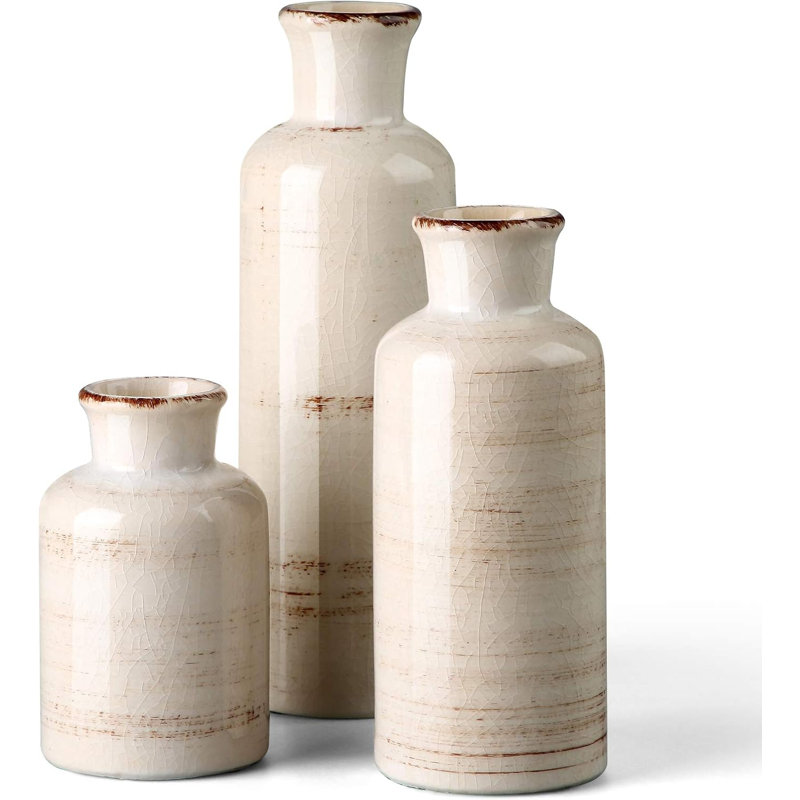 Small White Ceramic Vase Set