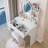 17" Round LED Mirror Vanity Table + Soft Cushion Stool Suit, Large Mirror, Touch Switch, 3 Colors, Adjustable Brightness, Large Desktop, Multi-Layer High Capacity Storage, Suitable For Small Space-1777152573