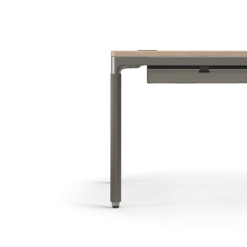 eFloat Quattro, 23 in. D x 58 in. W Sit-Stand Desk with Carbon Black Base, Carbon Black Painted Wood Top, and Black Salzburg Leather Cable Manager