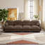 Canapé modulaire confortable en chenille avec motif plissé - Ensemble de canapé brun à 4 places avec mousse ergonomique et coussins décoratifs-476569500