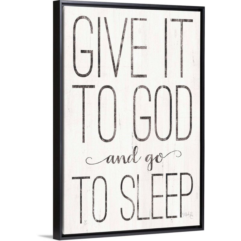 "Give it to God" par Marla Rae, art textuel sur toile, H 32 po x l 22 po x P 1,75 po, Toile avec cadre noir