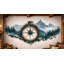 Autocollant boussole montagne, autocollant mural forêt, décor de chalet rustique, art mural aventure, autocollant Explorateur de la nature 543MV-1881981483