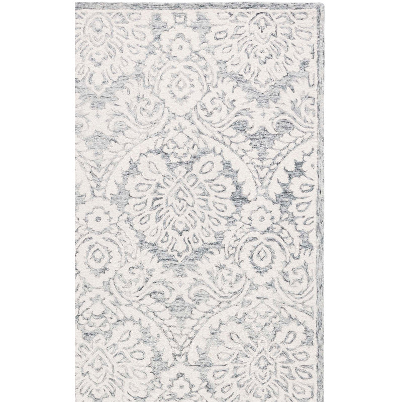 Blossom Hand Tufted Wool And Cotton With Latex Damask Rug, Runner 2'3" x 8'