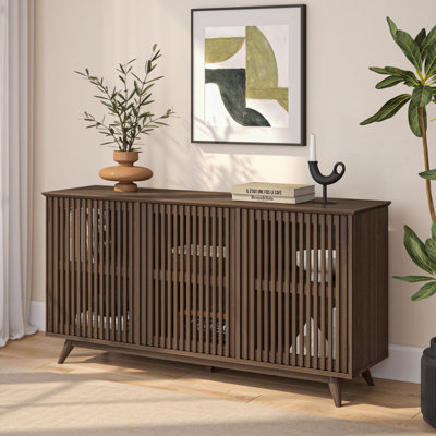 Mid-Century Modern Sideboard with Slat Doors