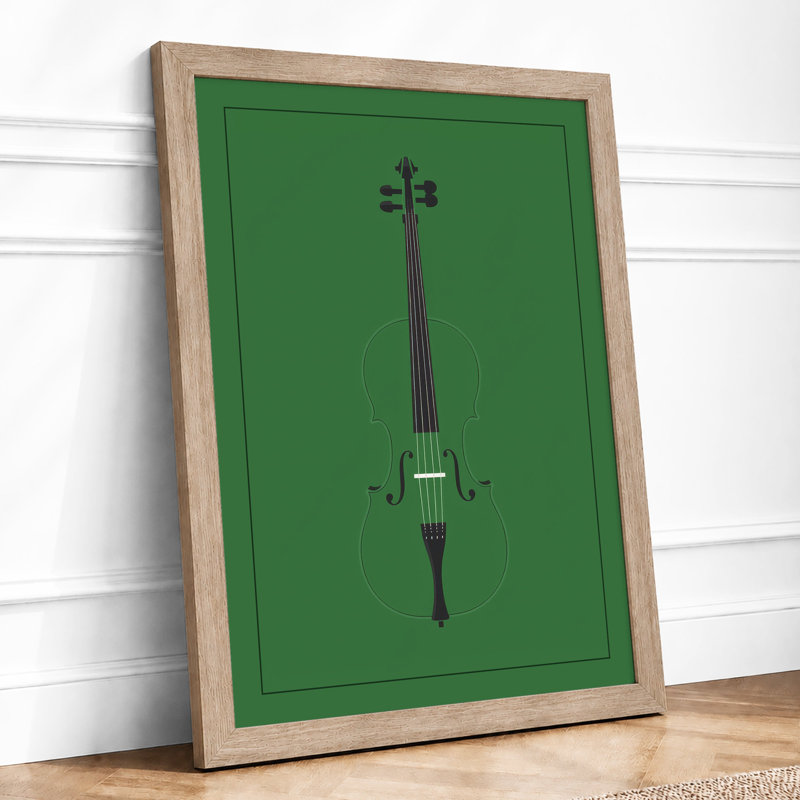 Cello Study Minimalist - Print, Oak, A4 - 29.7 x 21.0 cm