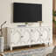 Buffet blanc antique de 65,2 po, construction moderne, rangement spacieux pour les fournitures pour animaux, design classique, lignes douces, bureau