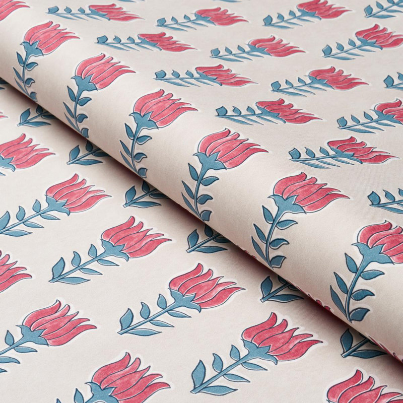 Tissu tulipe Mia, Delft / cramoisi
