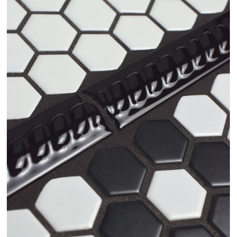 Trenza 1"x 7-7/8" Pencil Liner Wall Tile Trim in Nero