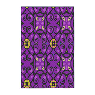 Tapis violet/jaune à motif