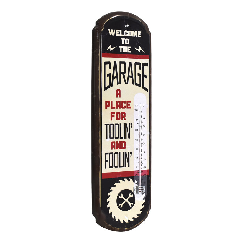 Thermomètre de garage en métal American Art Decor Trollin 'et Foolin Vintage - intérieur / extérieur