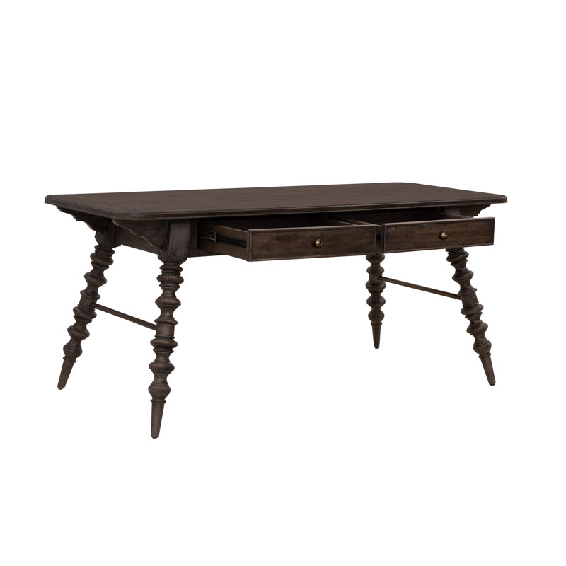 Chimney Smoke Brown Wood Writing Desk with Drawers