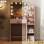 Coiffeuse de maquillage avec miroir lumineux à DEL et 5 tablettes ouvertes pour la chambre à coucher-841558739
