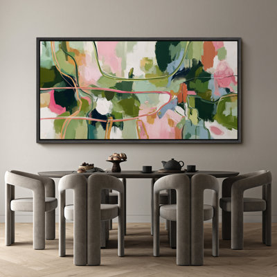 Large Framed Canvas Print Wall Art - Colourful Abstract Print for Modern Home Decor