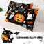 Literie trois pièces en microfibre douce, motif citrouille d'Halloween, avec taies d'oreiller, fermeture éclair invisible, noir et orange.-134881912-134881910