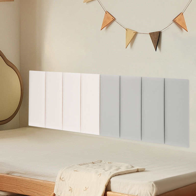 8PCS Artificial Leather Wall Panels, Gray