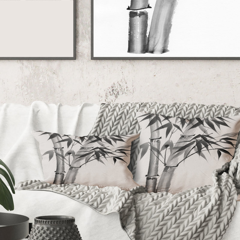 Housse et insert de coussin rectangulaire en bambou monochrome