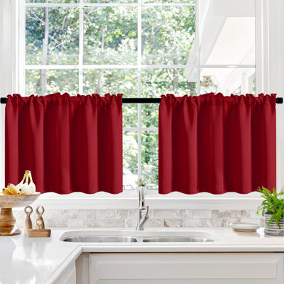 Short Room Darkening Thermal Insulated Window Curtains (Set of 2)