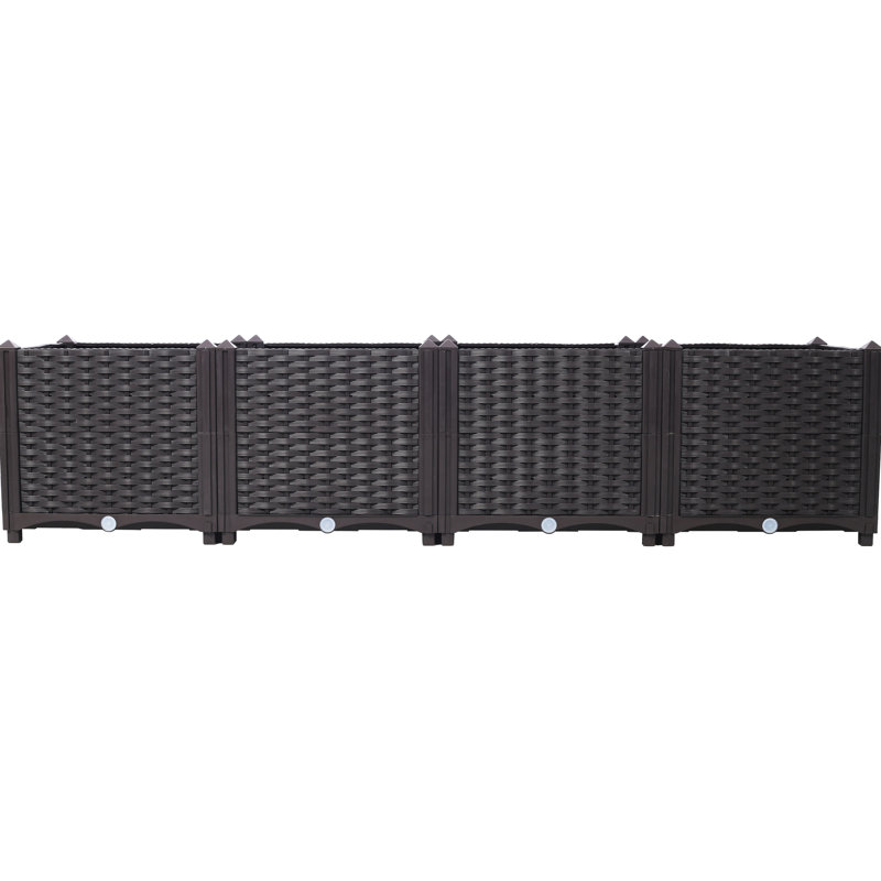 Self - Watering Raised Garden Bed Plastic Planter For Herbs And Flowers 63" Long, 15.7" Wide, 14.7" High, Weather , Of Four Fruits Brown Pp Boxes, Suitable Terrace