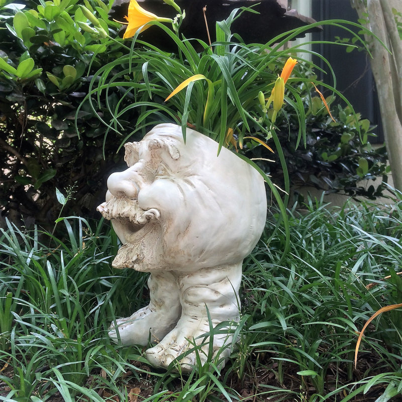 Muggly's Uncle Nate Face Statue, 12" H x 9" W x 9" D, Antique White