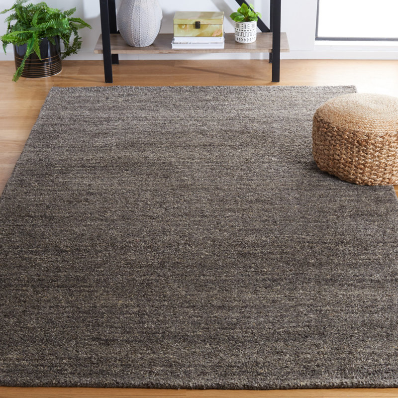 Misak Hand Tufted Wool/Cotton & Other Fiber Solid Color Rug in Gray, Rectangle 5' x 8'