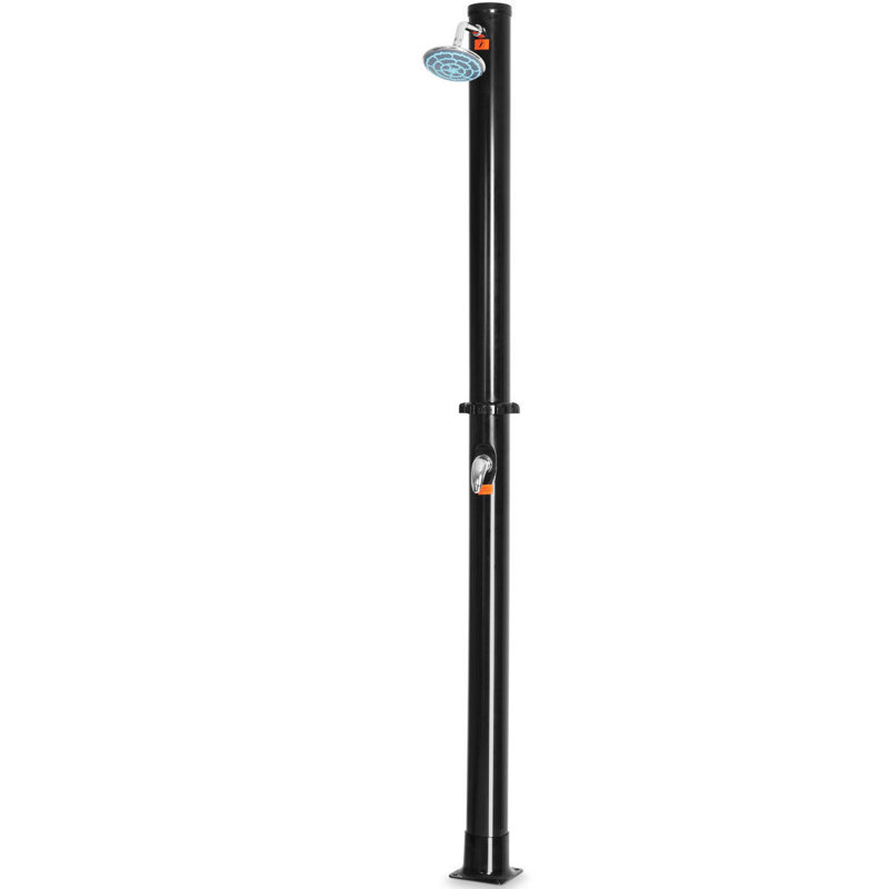 Black 7.2 Ft Solar Heated Outdoor Shower with PVC Construction
